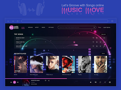 Musicmove Dribbble music website songs