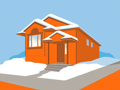 Orange House 3d color colour illustration perspective