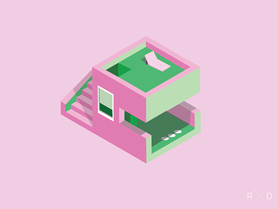 Isometric Vacation House design illustration illustrator isometric isometric art isometric illustration vector