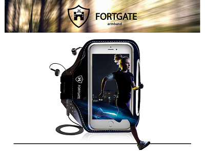 FORTGATE advertising armband design girl headphones photoshop run running