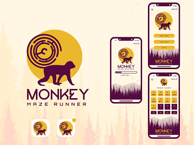 Mokey Maze animal logo app design brand designer graphic design illustration logo deisgn minimal logo monkey logo ui vector vectorart