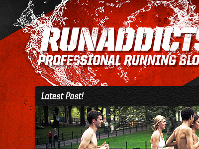 RunAddicts redesign 960 aggressive black blog grid layout mockup red redesign running water wordpress