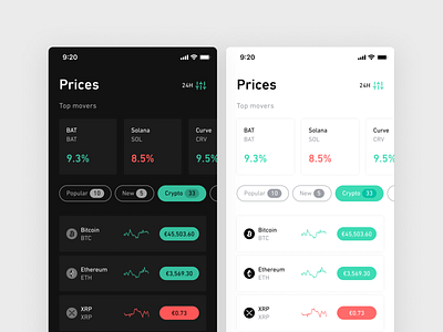 New Prices Screen on Change app