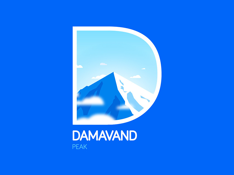 Damavand Peak brand style branding sign sky blue logo peak damavand