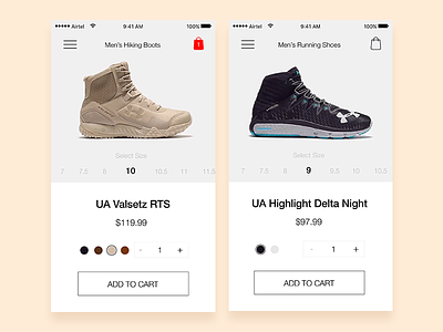 Shoe App Product Page app app design cart clean daily ui e commerce ios product shoes simple store ui ux