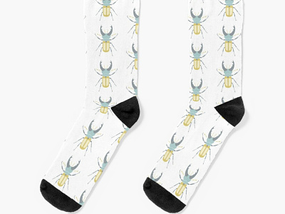 Stag beetle socks apparel beetle bug clothes design funny illustration insect pattern printshop product socks stag beetle vector