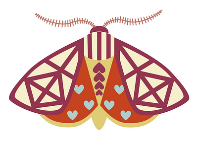 Tiger moth antennas butterfly design flat flying geometric illustration illustrator insect moth pattern red tiger moth wings