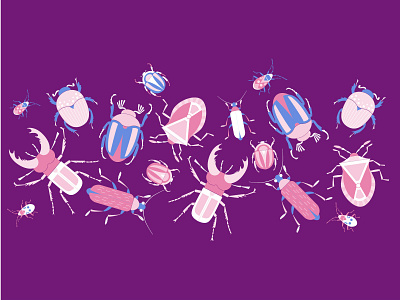 Purple crowded beetles print