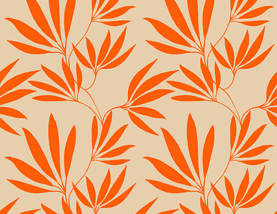 Electric tangerine leaves beige design electric tangerine flat floral illustration leaves orange pattern plant surfacedesign