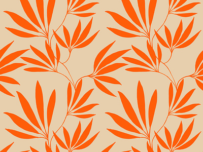 Electric tangerine leaves beige design electric tangerine flat floral illustration leaves orange pattern plant surfacedesign