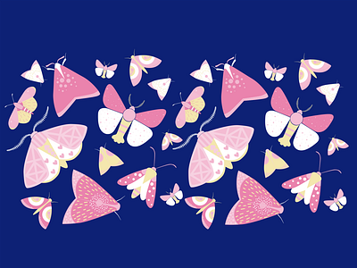 Butterflies and moths pattern recolored beetle blue butterfly flat flock fly flying geometric illustration insect insects moth pattern pink vector