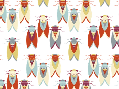 Cicada irregular pattern animal beetle bug cicada flat fly geometric illustration insect minimal pattern print surfacedesign vector