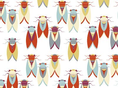 Cicada irregular pattern animal beetle bug cicada design flat geometric illustration insect minimal pattern print vector