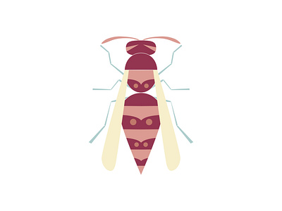 Wasp vector illustration beetle bug design flat flyer flying geometric illustration insect logo minimal pattern vector wasp