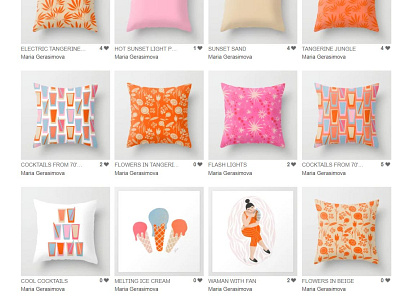 My Collection on Society6 art collection decorative design illustration orange pattern pillow print on demand printshop society6 surface design