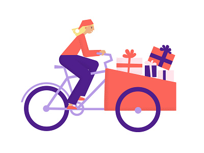 Christmas preparations bakfiets bicycle bike cargo cargo bike character christmas design flat gifts holiday illustration market presents shopping vector