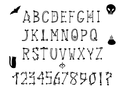 Spooky Halloween alphabet alphabet bone canva design halloween illustration letter number scary skull spooky text witch witchcraft
