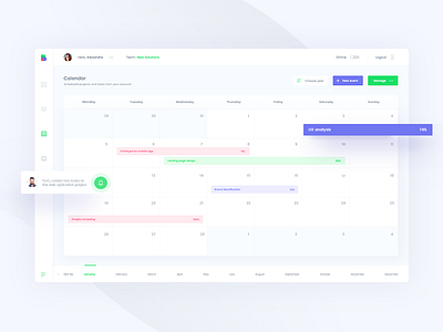 #2 Calendar - projects management application calendar communication design interface management platform ui ux