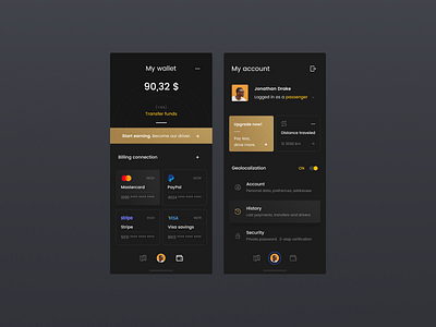 Taxi app 🚕 app concept dark design designer figma interface ios iphone taxi ui ux