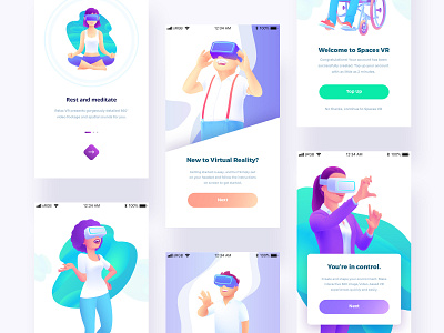 VR Lifestyle Illustrations app ar augmented reality gradient gradient color illustration illustrator landing page mixed reality mobile mr srgb srgbco superrgb ui ux vector virtual reality vr xr