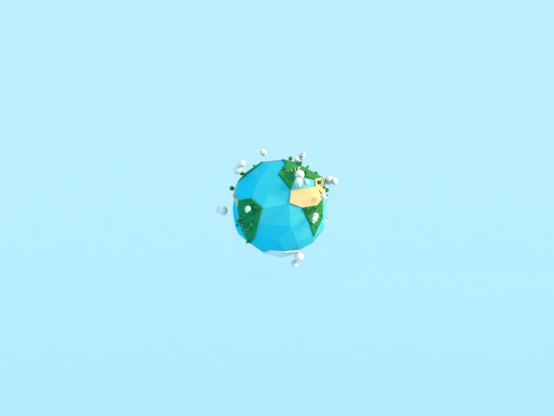 Earth 3d animation design digital illustration low poly