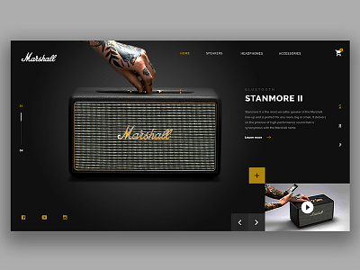 Marshall Store black design homepage landing page marshall photoshop ui ux ux designer ux ui design web webdeisgn