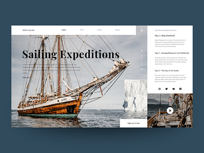 Concept website North Sailing concept design home page landing page minimal ship ui ux website