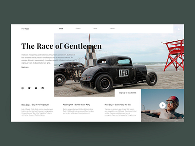 Concept website Hot Rods concept design home page landing page minimal trand ui ux web website