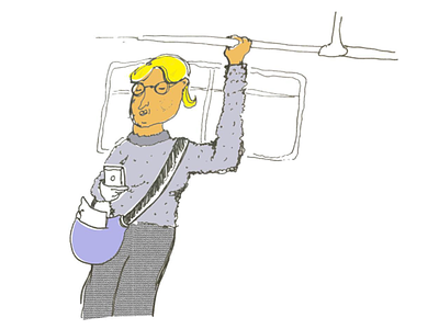 Girl on Train: Humans of Newark bag digital drawing humans illustration newark newyork paint phone subway train