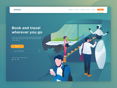 Book and Travel airport flatdesign header header illustration homepage illustration webheader