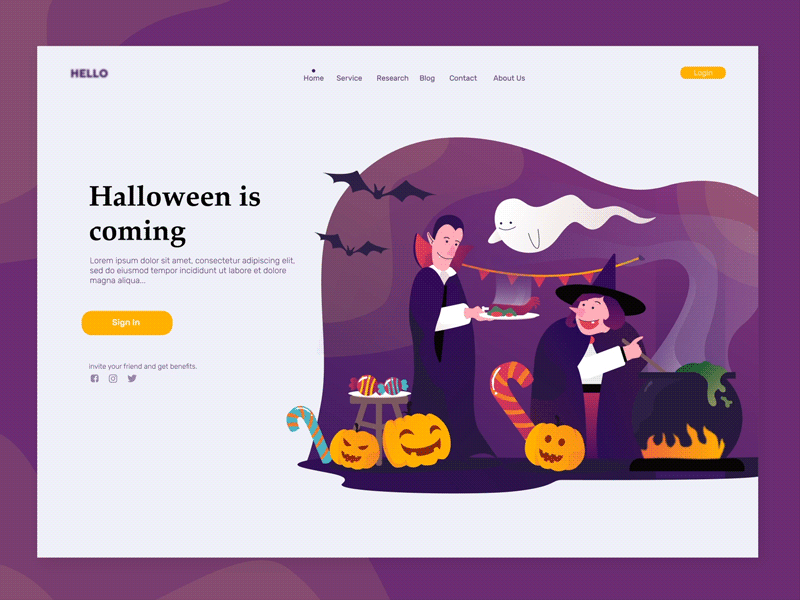 Halloween Animation animation dashboard flatdesign ghost halloween header header illustration illustration ui webheader