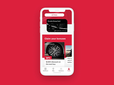 Porsche Group Card mobile app android animation app bills bonuses car service card home ios loyalty membership program news offers pgc pgc profile test drive ui ux vehicles