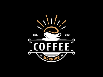 Coffee morning, coffee cafe logo design illustration cafe classic clean coffee design elegant illustration logo modern morning restaurant simple sunrise vintage