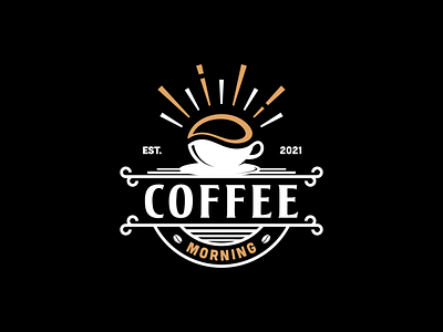 Coffee morning, coffee cafe logo design illustration