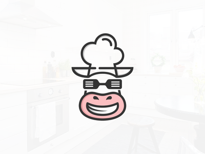 Backup zwallow cow head chef logo concept