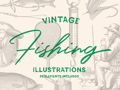 Collection of 93 Vintage Fishing Illustrations engraving fish fishing illustration retro vector vintage