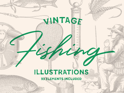 Collection of 93 Vintage Fishing Illustrations