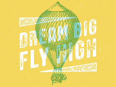 Fly high! balloon engraving illustration retro vector vehicle vintage