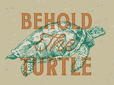 Behold The Turtle! engraving illustration retro turtle vintage