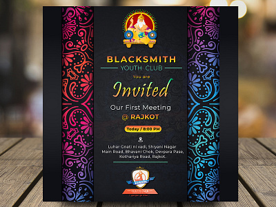 Youth club opening invitation design. card art flyer design invitaion invitation card poster