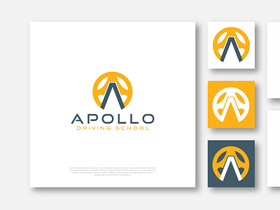 Apollo Driving School branding design illustration logo logo design modern signature logo typography unique