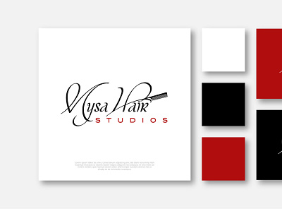 Mysa Hair Studios beauty comb hair hair salon illustration logo design modern signature logo studio unique wig