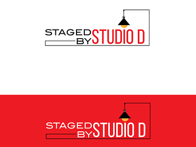 Staged By Studio D logo branding bulb design flat flatdesign illustration lamp light logo logo design minimal modern signature logo staging studio studio logo studios typography unique vector