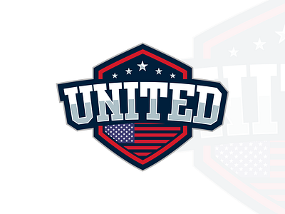 United Logo america blue branding comptuure egame game illustration logo logo design modern red sport stule unique united