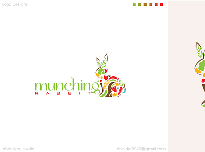 Munching Rabbit Logo branding bunny carrot custom logo eco green illustration leaf logo logo design modern natural orange original rabbit red style unique vegetable