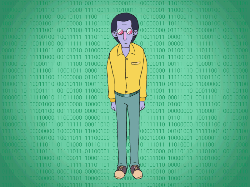 Character 01 Turns motion graphic motion art after effect matrix binary software development worker work photoshop frame by frame animation frame by frame animation 2d animation
