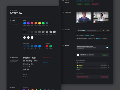 Fathom Design System animation branding button buttons colors components design system recording scroll spacing style guide ui ui kit ux video video call