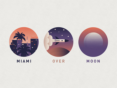 Miami Over Moon illustration miami moon rocket space