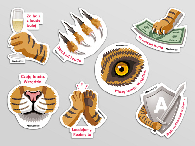 Sticker set with tigers for Absolvent Group adobe illustrator illustration sticker design sticker set stickers tiger tigers vector