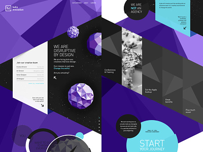 Agressive Polygons hello innovation landing page layout low poly mesh polygons scroll website